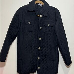 CHICO’S Black Quilted Jacket with Button Closure Size 0 4/6 US